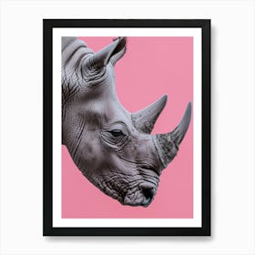 Rhino On Pink Background 5 Art Print