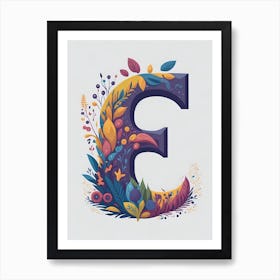 Colorful Letter E Illustration 44 Art Print