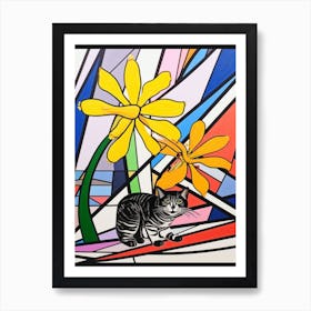 Lilies With A Cat 3 Abstract Expressionist Art Print