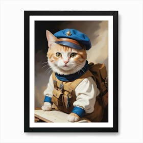 Cat In A Hat Adventure Cat lovers Art Print