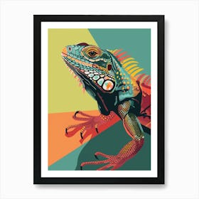 Turquoise Jamaican Iguana Abstract Modern Illustration 1 Art Print