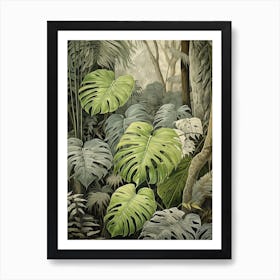 Vintage Jungle Botanical Illustration Monstera 3 Art Print
