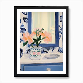 Bathroom Vanity Painting With A Camellia Bouquet 4 Art Print