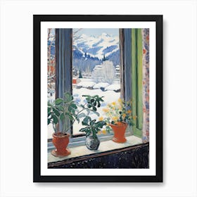 The Windowsill Of Interlaken   Switzerland Snow Inspired By Matisse 1 Art Print