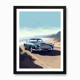 A Aston Martin Db5 In The Pacific Coast Highway Car Illustration 1 Art Print