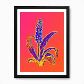 Neon Eucomis Punctata Botanical in Hot Pink and Electric Blue n.0175 Art Print