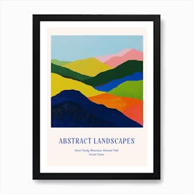 Colourful Abstract Great Smoky Mountains National Park Usa 3 Poster Blue Art Print