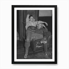 Cowboys In The Hotel Lobby During The San Angelo Fat Stock Show At San Angelo, Texas By Russell Lee Art Print