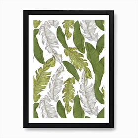 Tropical Leaves White Art Print