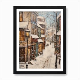 Vintage Winter Painting Vilnius Lithuania 2 Art Print