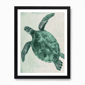 Turquoise Watercolour Inspired Sea Turtle Art Print