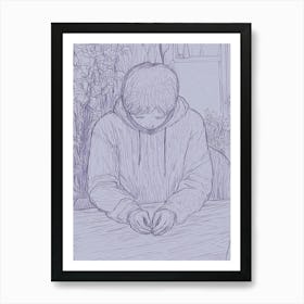 Boy At A Table Art Print