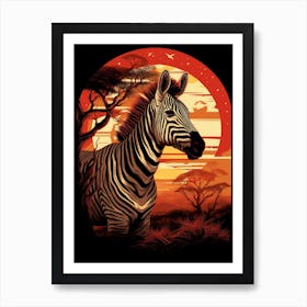 Zebra At Sunset 1 Art Print