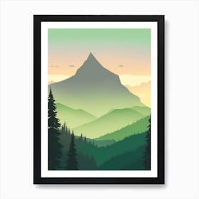 Misty Mountains Vertical Composition In Green Tone 39 Art Print