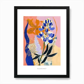 Colourful Flower Illustration Poster Bluebonnet 5 Art Print