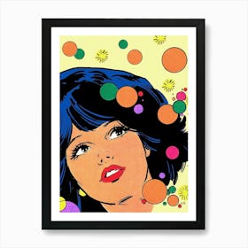 Pop Art Psychedelic Girl in Seventies Mood Art Print