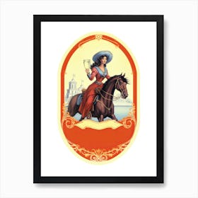 1950w Vintage Cowgirl Label 1 Art Print