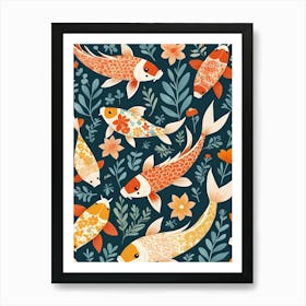 Floral Koi Fish Nursery Illustration (11) Art Print