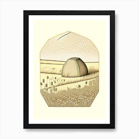 Beehive In A Field 3 Vintage Art Print