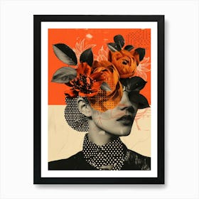 Abstract Painting of a Woman with Flowers Art Print