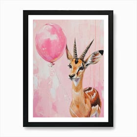 Cute Antelope 2 With Balloon Art Print