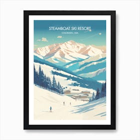 Poster Of Steamboat Ski Resort   Colorado, Usa, Ski Resort Illustration 3 Art Print