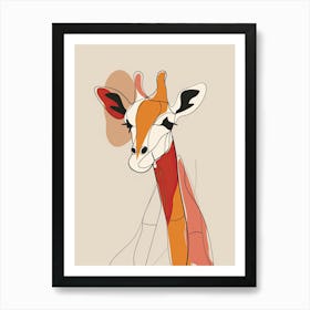 Giraffe - Boho, Line Art 14 Art Print