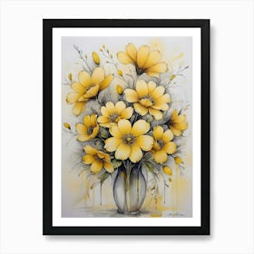 Yellow Flowers In A Vase 1 Art Print