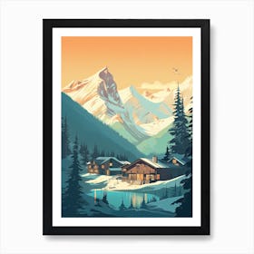 Banff Sunshine Village   Alberta, Canada   Colorado, Usa, Ski Resort Illustration 3 Simple Style Art Print