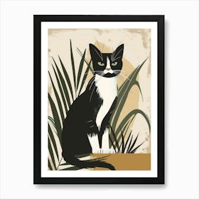 Cat With Palm Leaves Art Print