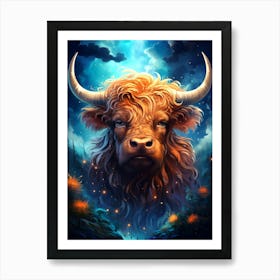 Highland Cow Bull Art Print