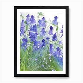 Mountain Bluebells Wildflower Watercolour 2 Art Print