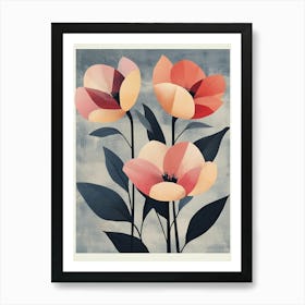 Three Pink Flowers Art Print