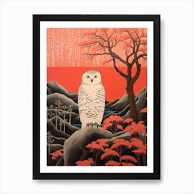 Bird Illustration Snowy Owl 3 Art Print