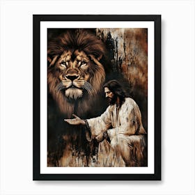 Jesus And The Lion Art Print