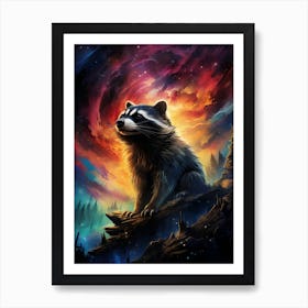 Raccoon In Space Art Print