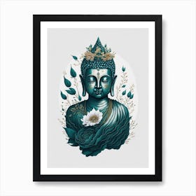 Floral Buddha Painting (6) Art Print