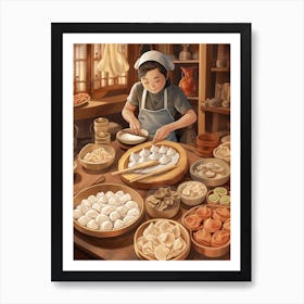 Dumpling Making Chinese New Year 9 Art Print