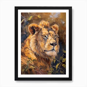 African Lion Symbolic Imagery Acrylic Painting 3 Art Print