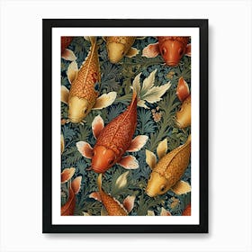 William Morris Koi Fish Wallpaper Art Print