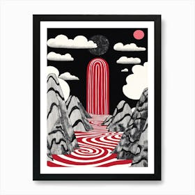 The Fountain of Youth Red and Black Minimal Print Art Print