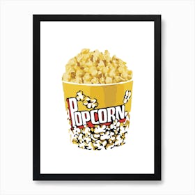 Popcorn Bucket - Retro - Food - Kitchen - Cinema - Vintage - Art Print - Home Decor - Yellow Art Print