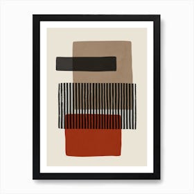 Abstract Burnt Orange Beige Gray Black Art Print