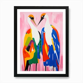 Colourful Kids Animal Art Crane 3 Art Print