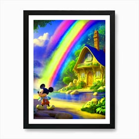 Mickey Mouse And The Rainbow Art Print