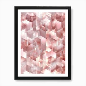 Abstract Pink Cubes Art Print