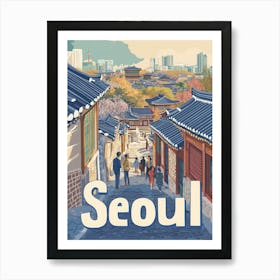 Aihrgdesign A 1970s Inspired Travel Poster For Seoul 3 Art Print