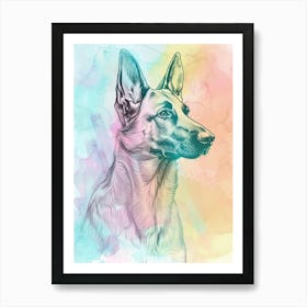 German Shepherd Dog Pastel Line Painting 1 Art Print