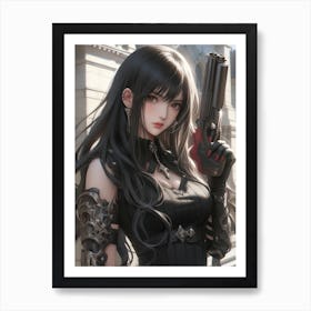 Anime Girl With Gun Art Print