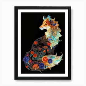 Fox With Flowers Poster